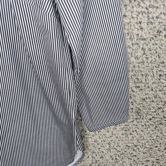 Talbots Top Womens XS Black Oversized Striped‎ V Neck Long Sleeve Blouse - Picture 2 of 7